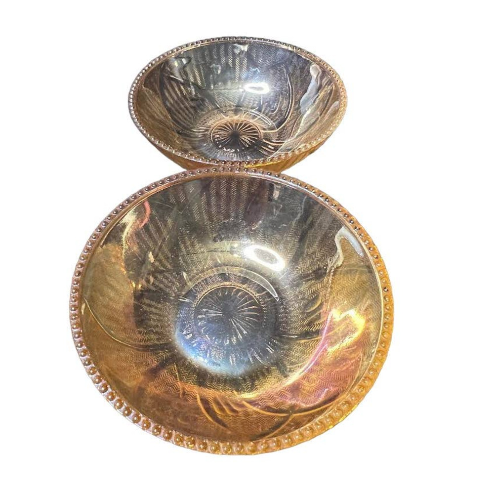 Set of Two Vintage Carnival Peach Color Glass Bowl
